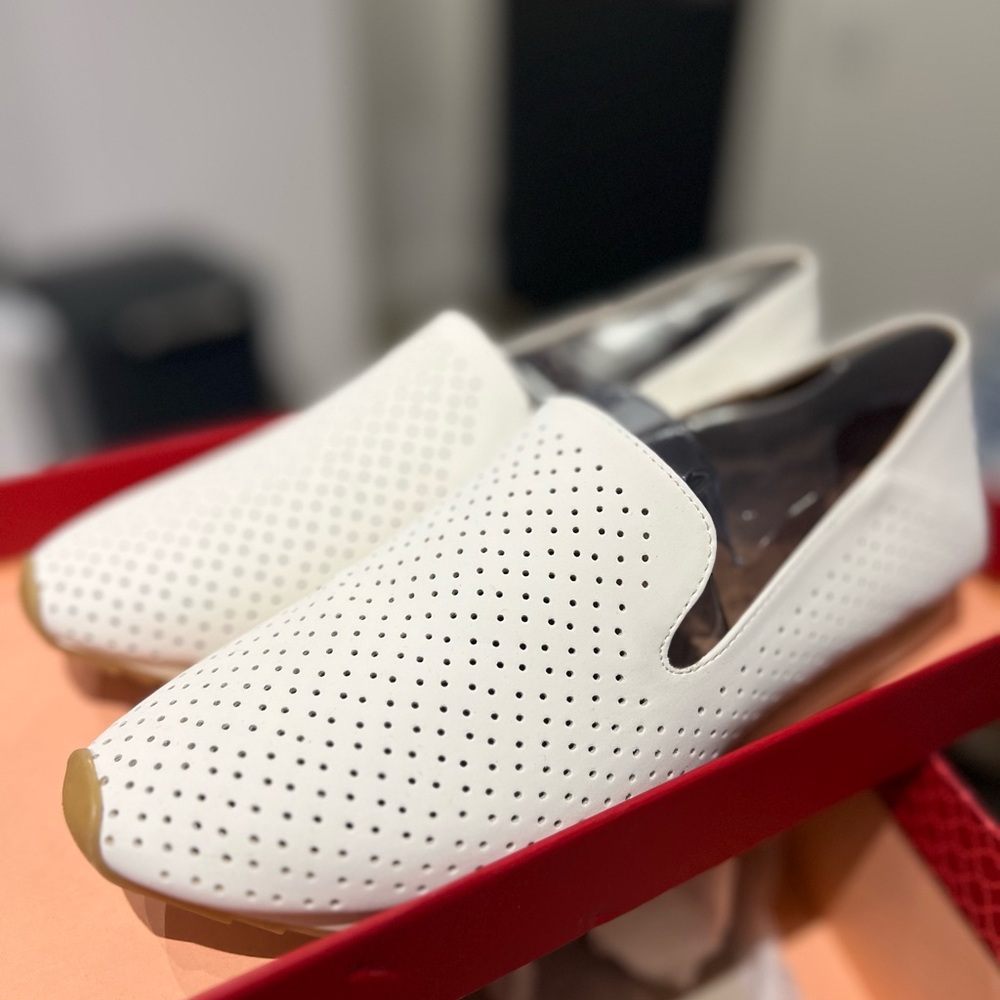 Kelly & Katie White Perforated Slip-On Shoes